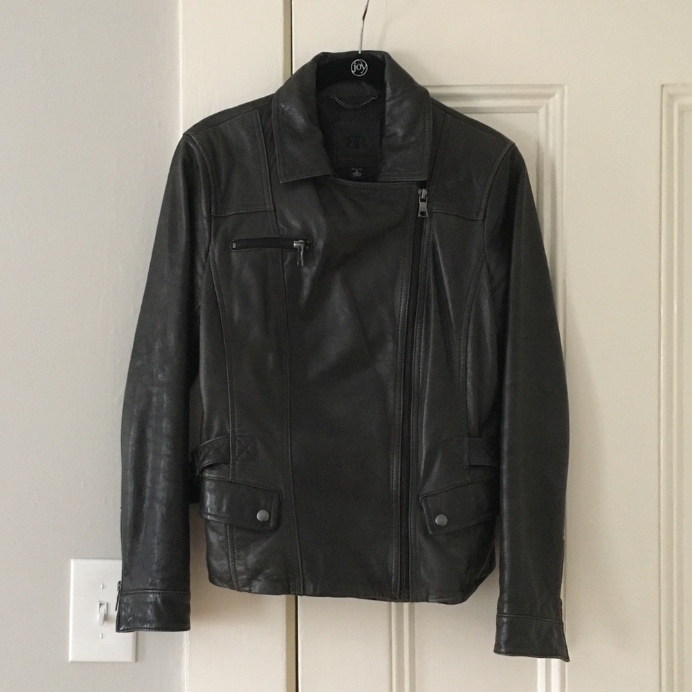 Banana Republic Petite Olive Leather Jacket SP